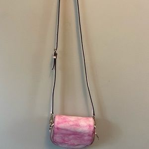 rebecca minkoff astor saddle bag pink tie dye